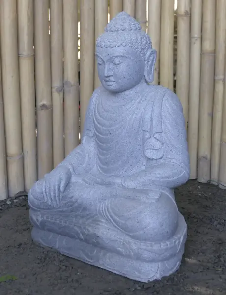 Product image 3 of the product “Seated Buddha made of Riverstone in Bhumisparsha - gesture of touching the earth. 62 cm height. ”